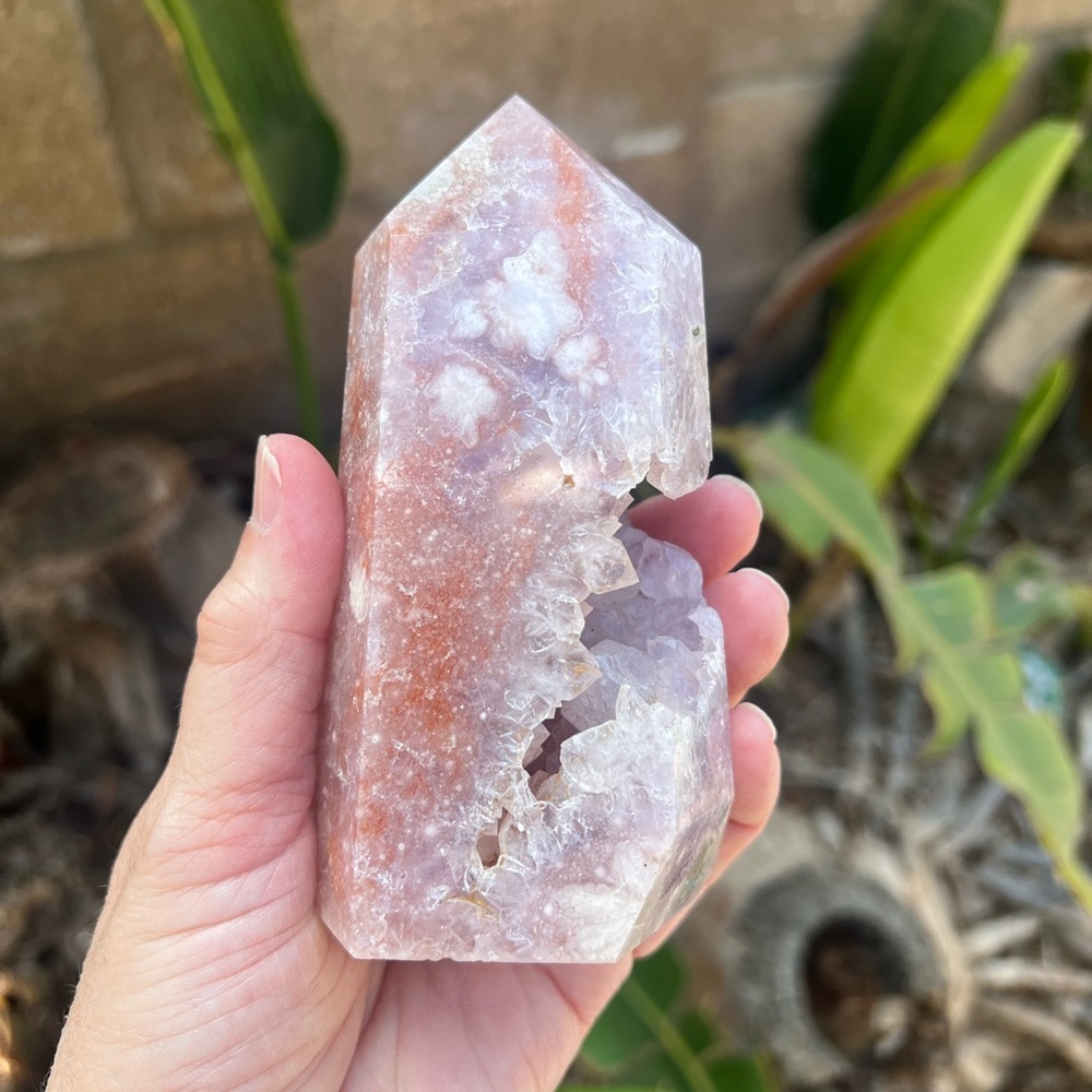 Brazilian Pink Amethyst Purple Flower Agate Tower - Picture 6 of 13
